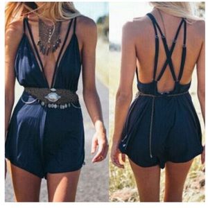 Blue strappy romper