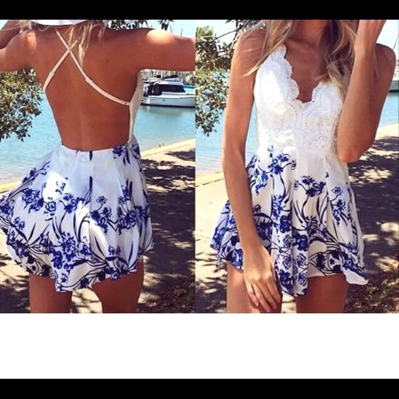 White and blue romper