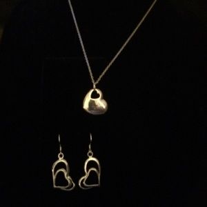 Sterling silver floating heart set