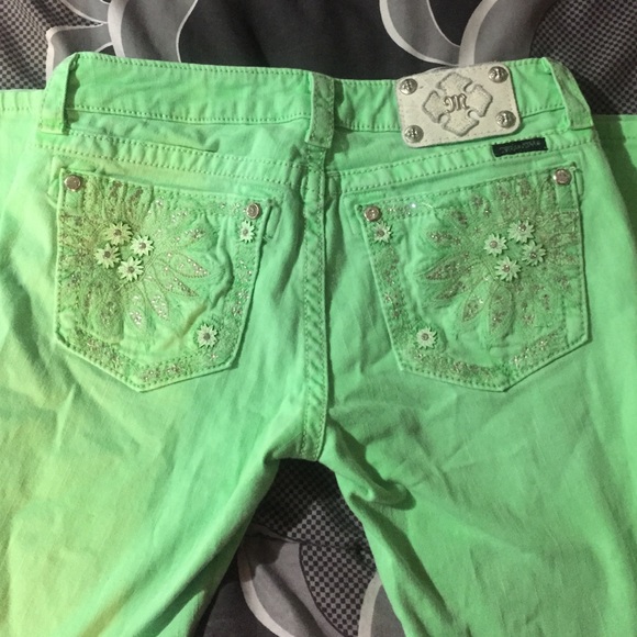 Miss Me Green Skinny Jeans