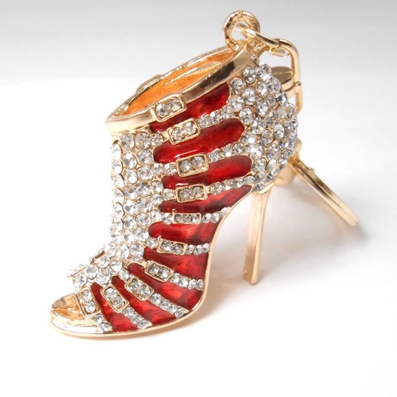 Bling Car Decor Accessories - Crystal Bling Red Heel Purse Charm & Keychain