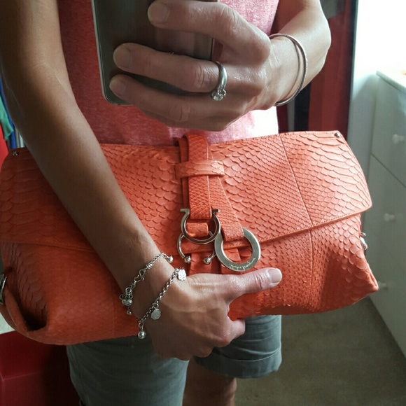 Salvatore Ferragamo python  skin clutch. - Picture 3 of 4