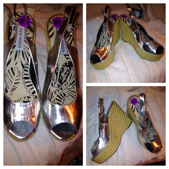 Silver Steve Madden Wedges