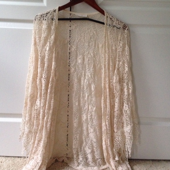 Free People Sweaters - Cream crochet kimono