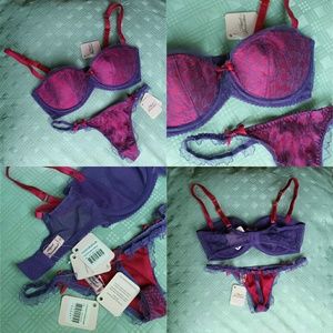 Agent Provocateur Hyacinth Bra Thong 34D M rare!