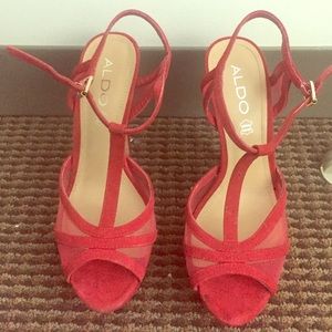 Aldo red suede heels