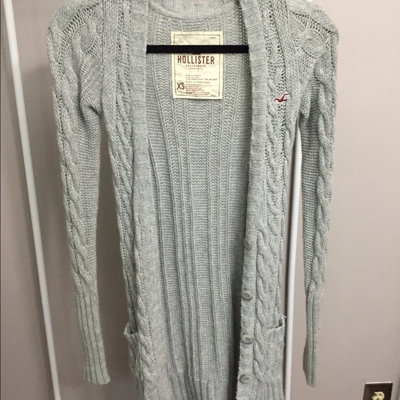 Long hollister grey sweater cardigan xs