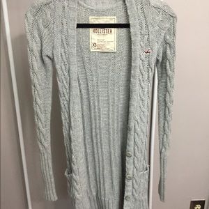 Long hollister grey sweater cardigan xs