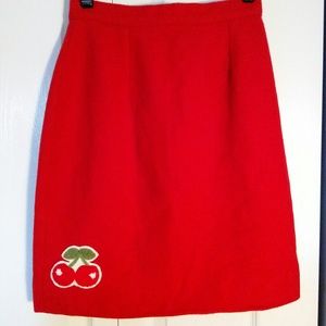 Rocabilly cherry red wool lined skirt