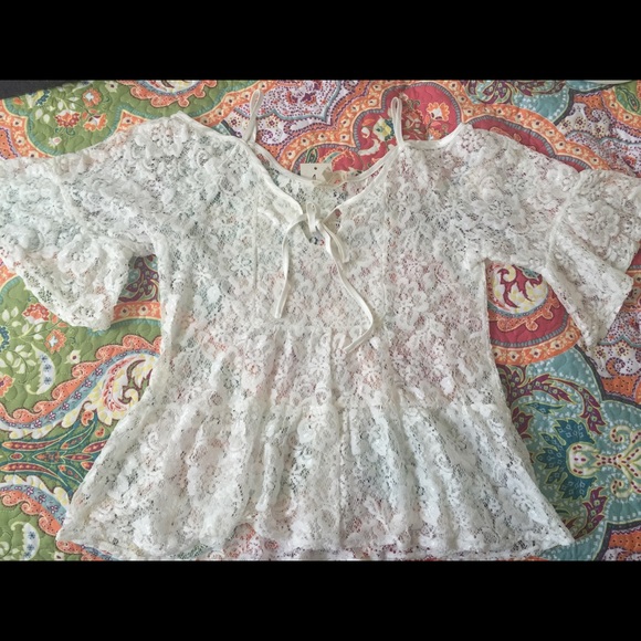 Ivory Full Lace Off The Shoulder Boutique Blouse