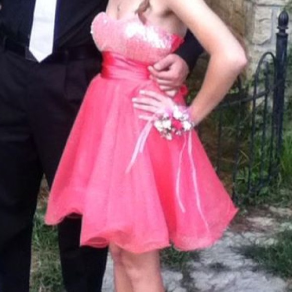 Pink dress with sequin top.