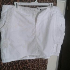White cargo button up skirt