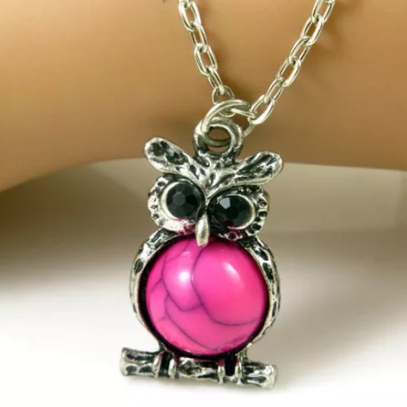 Pink Owl Necklace