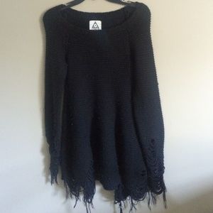 UNIF black shredded sweater dress