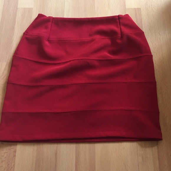 Red body con skirt