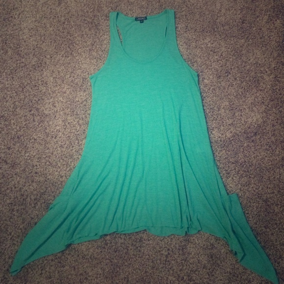 Sea foam green tapered tank dress with pockets