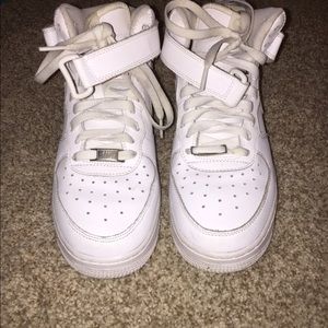 High top White Air Force 1s