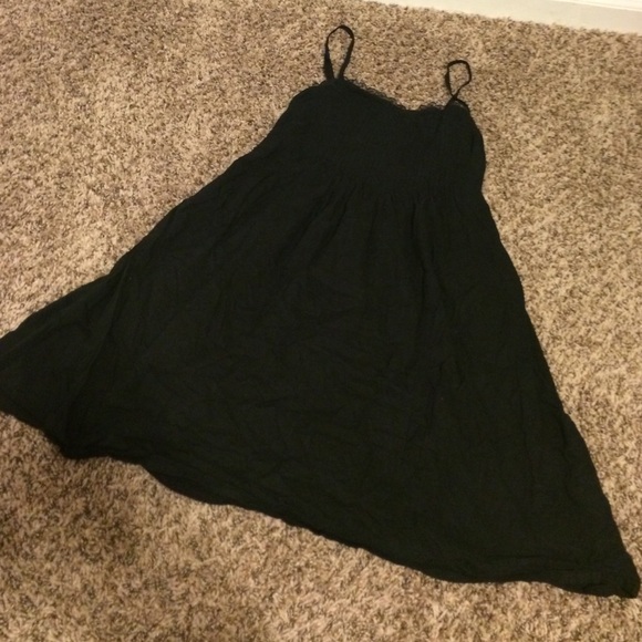 Lace edged black flowing top