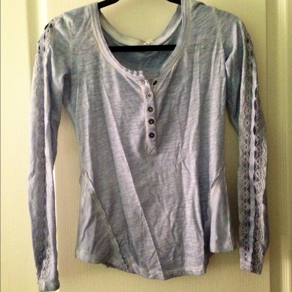 Free People blue long sleeve tee