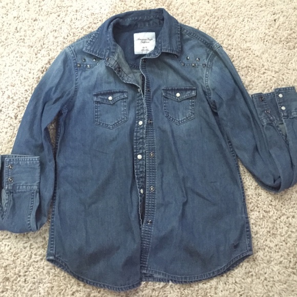 American Eagle Outfitters Tops - Jean studded button up