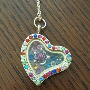 SALE-Heart Locket with Turtle Charm