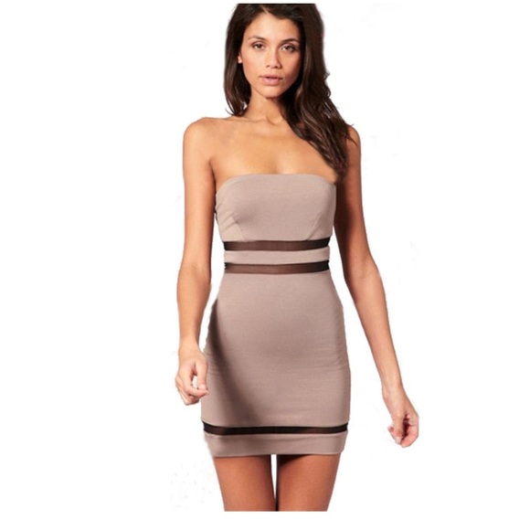 Mocha/nude mesh dress