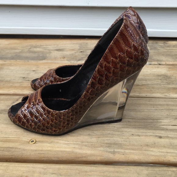 Snakeskin Lucite Heels - Picture 3 of 4