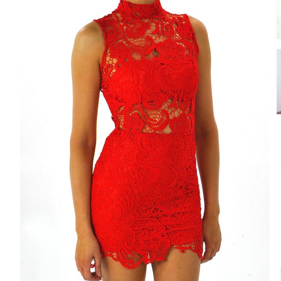 Red lace dress