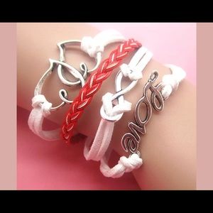 White/red love bracelet