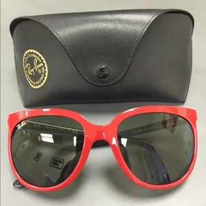 Red and black Ray-Ban sunglasses