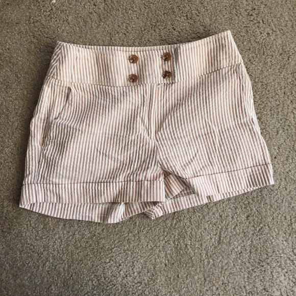 High Waisted Seersucker Shorts