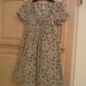 Xhilaration tan flower & butterfly print dress