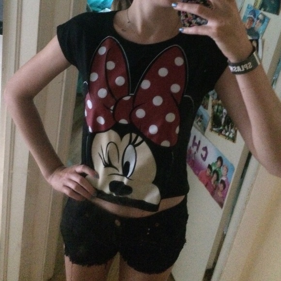 Black Minnie Mouse crop top