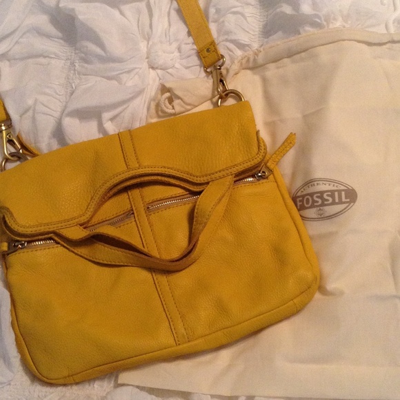Fossil Bags Fossil Yellow Leather Cross Body Bag Poshmark
