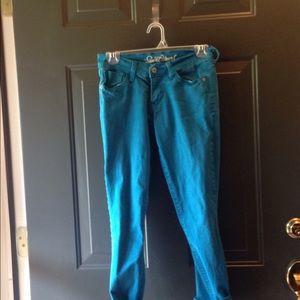 Aqua blue skinny jeans