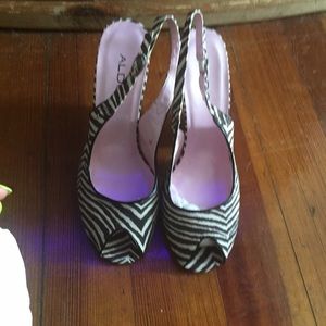 Brown and Cream "zebra like print" shoes.