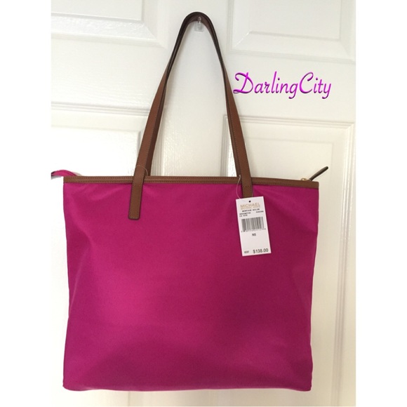 Michael Kors Large Kempton Nylon Fuschia Tote - Picture 2 of 3