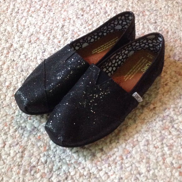 Toms black sparkle flats