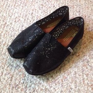 Toms black sparkle flats