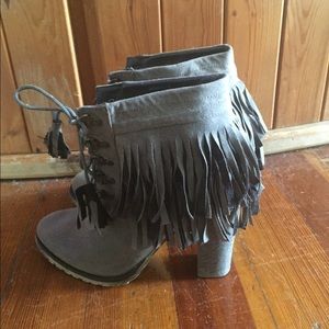 Grey faux suede booties