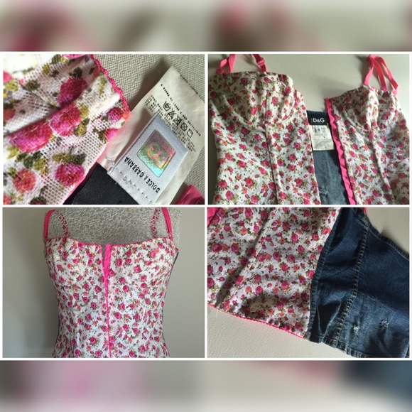 DOLCE & GABBANA PINK BLUE FLORAL CORSET