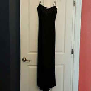 Long black beaded formal dress