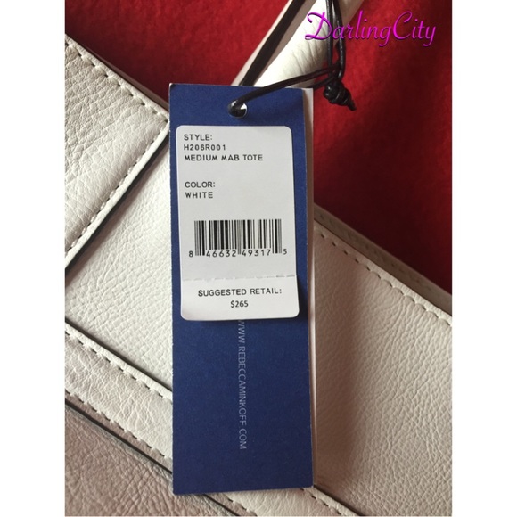 Rebecca Minkoff Medium Mab Tote Bag White Leather - Picture 3 of 4