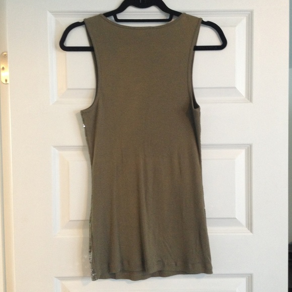 Express Green/Silver Sequin Zebra Tank Top - Picture 2 of 3