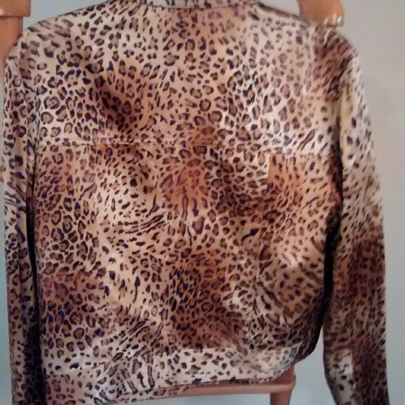 @@SOLD@@.   Animal-Print Cropped Jacket L - Picture 2 of 4