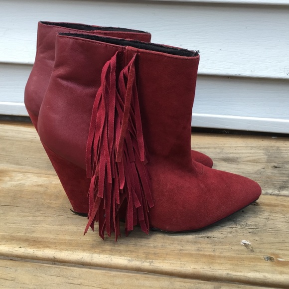Red Fringe Booties