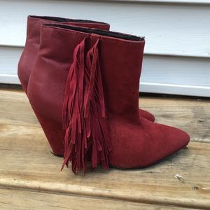 Red Fringe Booties