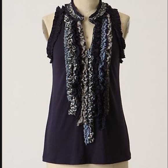 Anthropologie Ruffle Racerback Top