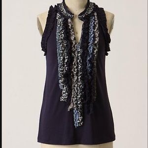 Anthropologie Ruffle Racerback Top