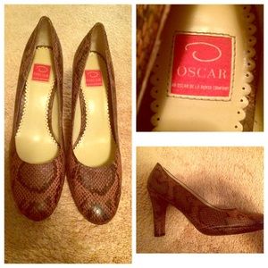 Oscar de la Renta snakeskin platform heels pumps